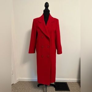 Vintage Stephanie Andrews red double breasted 100% wool coat size 10P